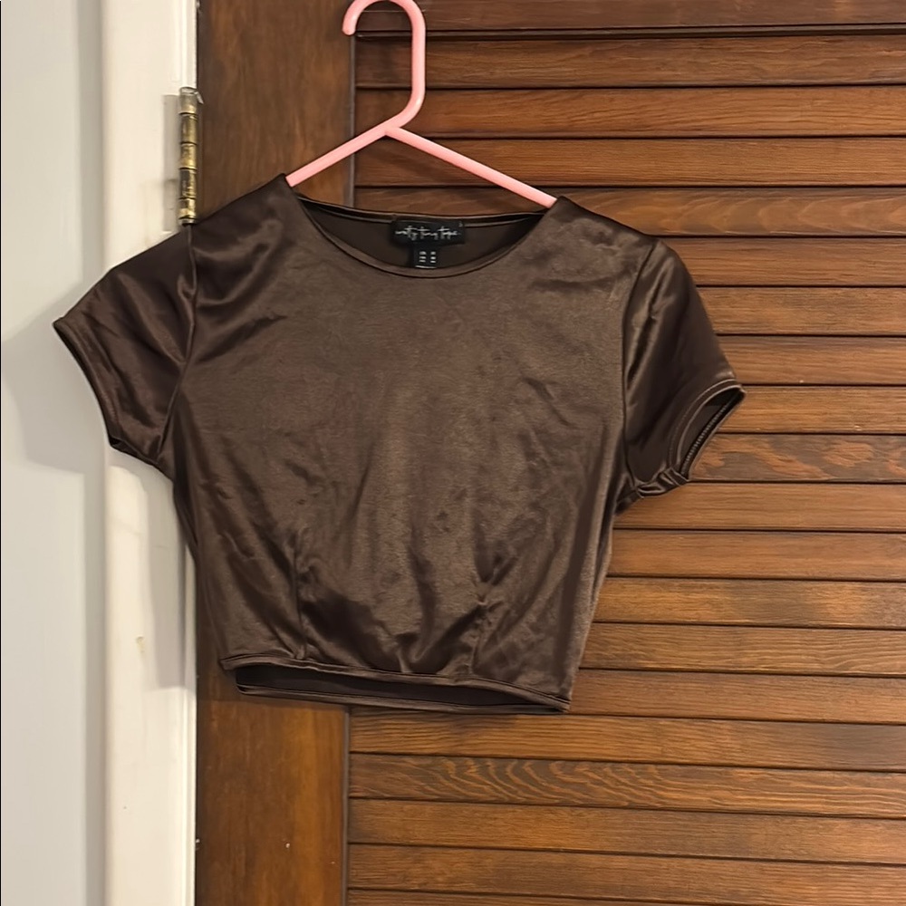 Satin Brown Crop Top